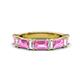 1 - Elois 1.80 ctw Emerald shape Pink Sapphire and Baguette shape Lab Grown Diamond Wedding Band 