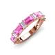 3 - Elois 1.80 ctw Emerald shape Pink Sapphire and Baguette shape Lab Grown Diamond Wedding Band 