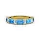 1 - Elois 2.15 ctw Emerald shape Blue Topaz and Baguette shape Lab Grown Diamond Wedding Band 