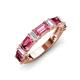3 - Elois 2.05 ctw Emerald shape Pink Tourmaline and Baguette shape Lab Grown Diamond Wedding Band 
