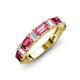 3 - Elois 2.05 ctw Emerald shape Pink Tourmaline and Baguette shape Lab Grown Diamond Wedding Band 