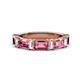 1 - Elois 2.05 ctw Emerald shape Pink Tourmaline and Baguette shape Lab Grown Diamond Wedding Band 