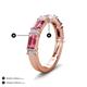 4 - Elois 2.05 ctw Emerald shape Pink Tourmaline and Baguette shape Lab Grown Diamond Wedding Band 