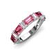 3 - Elois 2.05 ctw Emerald shape Pink Tourmaline and Baguette shape Lab Grown Diamond Wedding Band 