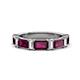 1 - Elois 2.30 ctw Emerald shape Rhodolite Garnet and Baguette shape Lab Grown Diamond Wedding Band 
