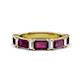 1 - Elois 2.30 ctw Emerald shape Rhodolite Garnet and Baguette shape Lab Grown Diamond Wedding Band 