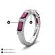 4 - Elois 2.30 ctw Emerald shape Rhodolite Garnet and Baguette shape Lab Grown Diamond Wedding Band 