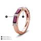 4 - Elois 2.30 ctw Emerald shape Rhodolite Garnet and Baguette shape Lab Grown Diamond Wedding Band 