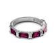 2 - Elois 2.30 ctw Emerald shape Rhodolite Garnet and Baguette shape Lab Grown Diamond Wedding Band 
