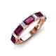 3 - Elois 2.30 ctw Emerald shape Rhodolite Garnet and Baguette shape Lab Grown Diamond Wedding Band 