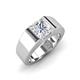 3 - Jordan 1.50 ct GIA Certified Princess Shape Solitaire Natural Diamond (6.50 mm) Men's Wedding Band 