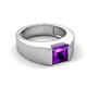 5 - Jordan 1.10 ct Princess Shape Solitaire Amethyst (6.50 mm) Men's Wedding Band 