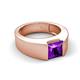 5 - Jordan 1.10 ct Princess Shape Solitaire Amethyst (6.50 mm) Men's Wedding Band 
