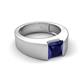 5 - Jordan 1.75 ct Princess Shape Solitaire Lab Grown Blue Sapphire (6.50 mm) Men's Wedding Band 
