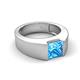 5 - Jordan 1.55 ct Princess Shape Solitaire Blue Topaz (6.50 mm) Men's Wedding Band 