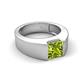 5 - Jordan 1.55 ct Princess Shape Solitaire Peridot (6.50 mm) Men's Wedding Band 