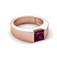 5 - Jordan 1.25 ct Princess Shape Solitaire Rhodolite Garnet (6.00 mm) Men's Wedding Band 