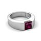5 - Jordan 1.25 ct Princess Shape Solitaire Rhodolite Garnet (6.00 mm) Men's Wedding Band 