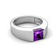 5 - Jordan 1.00 ct Princess Shape Solitaire Amethyst (6.00 mm) Men's Wedding Band 