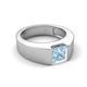 5 - Jordan 1.25 ct Princess Shape Solitaire Aquamarine (6.00 mm) Men's Wedding Band 