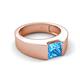 5 - Jordan 1.38 ct Princess Shape Solitaire Blue Topaz (6.00 mm) Men's Wedding Band 