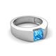 5 - Jordan 1.38 ct Princess Shape Solitaire Blue Topaz (6.00 mm) Men's Wedding Band 
