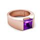 5 - Jordan 2.30 ct Princess Shape Solitaire Amethyst (8.00 mm) Men's Wedding Band 