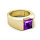 5 - Jordan 2.30 ct Princess Shape Solitaire Amethyst (8.00 mm) Men's Wedding Band 