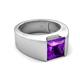 5 - Jordan 2.30 ct Princess Shape Solitaire Amethyst (8.00 mm) Men's Wedding Band 