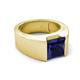 5 - Jordan 3.33 ct Princess Shape Solitaire Lab Grown Blue Sapphire (8.00 mm) Men's Wedding Band 