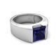 5 - Jordan 3.33 ct Princess Shape Solitaire Lab Grown Blue Sapphire (8.00 mm) Men's Wedding Band 