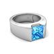 5 - Jordan 2.75 ct Princess Shape Solitaire Blue Topaz (8.00 mm) Men's Wedding Band 