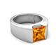 5 - Jordan 2.30 ct Princess Shape Solitaire Citrine (8.00 mm) Men's Wedding Band 