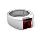 5 - Jordan 3.15 ct Princess Shape Solitaire Red Garnet (8.00 mm) Men's Wedding Band 