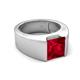 5 - Jordan 3.33 ct Princess Shape Solitaire Lab Grown Ruby (8.00 mm) Men's Wedding Band 