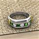 3 - Brad Round Green Garnet and Diamond 7 Stone Men Wedding Ring (8.5 mm) 