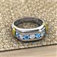 3 - Brad Round Blue Topaz and Diamond 7 Stone Men Wedding Ring (8.5 mm) 