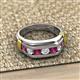 3 - Brad Round Rhodolite Garnet and Diamond 7 Stone Men Wedding Ring (8.5 mm) 