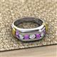3 - Brad Round Amethyst and Diamond 7 Stone Men Wedding Ring 