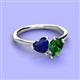 3 - Sasha Heart & Pear Shape Created Blue Sapphire & Created Emerald 2 Stone Duo Ring 