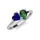 4 - Sasha Heart & Pear Shape Created Blue Sapphire & Created Emerald 2 Stone Duo Ring 