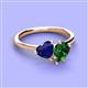 3 - Sasha Heart & Pear Shape Created Blue Sapphire & Created Emerald 2 Stone Duo Ring 