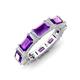 3 - Eriss 3.20 ctw Emerald Shape Amethyst and Baguette Shape Lab Grown Diamond Women Eternity Band 