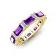 3 - Eriss 3.20 ctw Emerald Shape Amethyst and Baguette Shape Lab Grown Diamond Women Eternity Band 