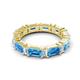 5 - Eriss 4.20 ctw Emerald Shape Blue Topaz and Baguette Shape Lab Grown Diamond Women Eternity Band 