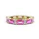 1 - Eriss 3.50 ctw Emerald Shape Pink Sapphire and Baguette Shape Lab Grown Diamond Women Eternity Band 