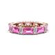 1 - Eriss 3.50 ctw Emerald Shape Pink Sapphire and Baguette Shape Lab Grown Diamond Women Eternity Band 