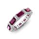 3 - Eriss 4.50 ctw Emerald Shape Rhodolite Garnet and Baguette Shape Lab Grown Diamond Women Eternity Band 