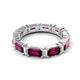 5 - Eriss 4.50 ctw Emerald Shape Rhodolite Garnet and Baguette Shape Lab Grown Diamond Women Eternity Band 