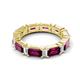 5 - Eriss 4.50 ctw Emerald Shape Rhodolite Garnet and Baguette Shape Lab Grown Diamond Women Eternity Band 